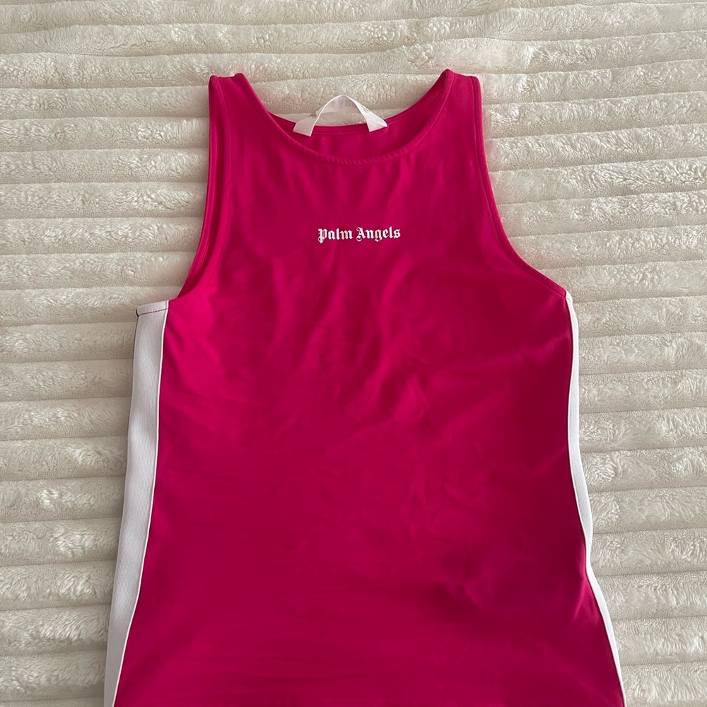 Palm Angels Fuchsia Tank with White Trim